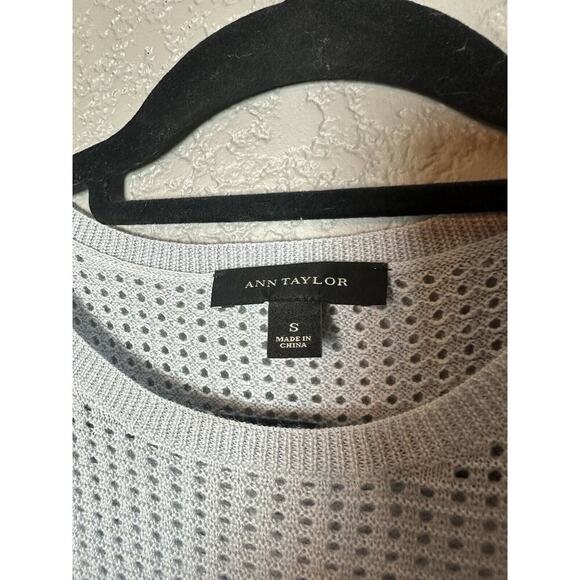 ANN TAYLOR Merino Wool Open Knit Sweater Womens S‎ Baby Blue Preppy Quiet Luxury - Picture 2 of 8